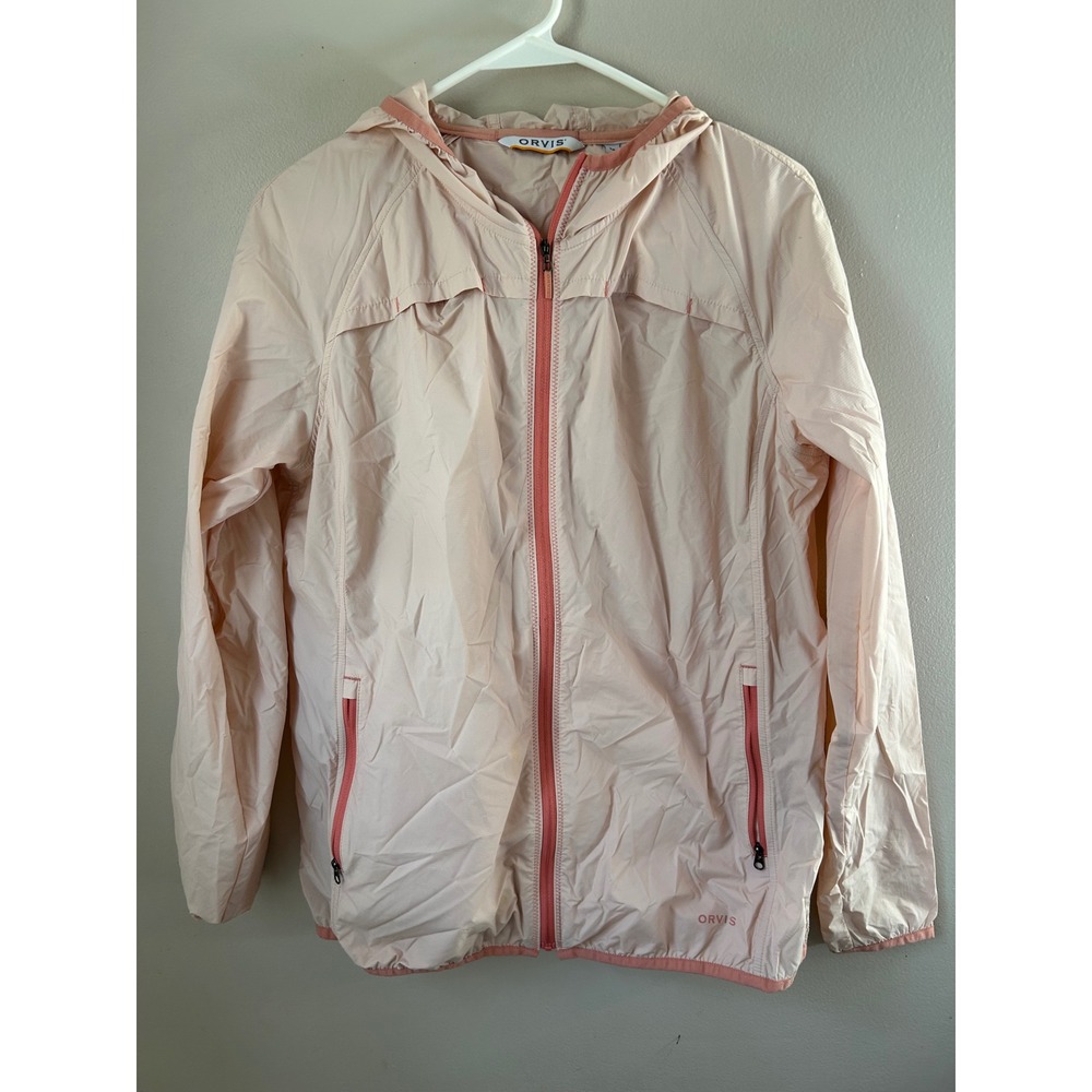 Orvis‎ Womens Lightweight Hooded Windbreaker Jacket Pink Size M Utility Gorpcore